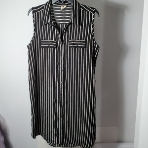 Japna Black and White Striped Shirt Dress